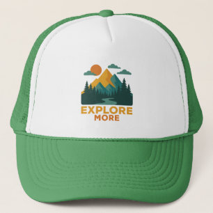 Explore More – Retro Mountain & Forest Adventure Trucker Hat