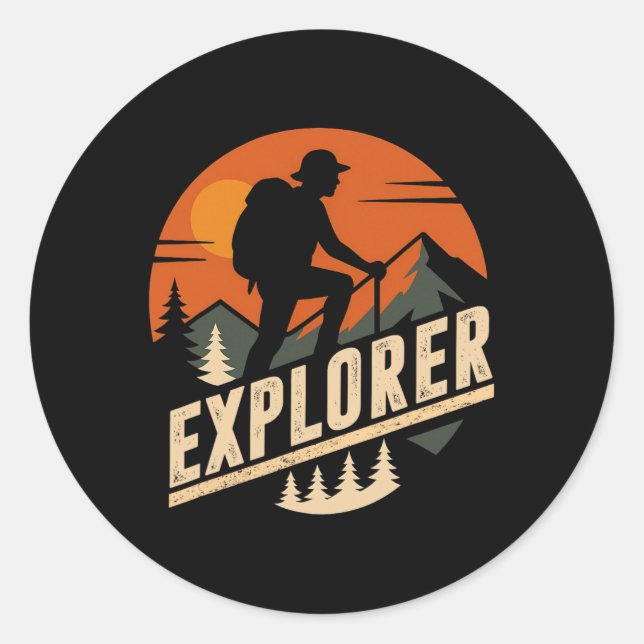 Explore More Trekking Mountains Camping Funny Expl Classic Round Sticker (Front)