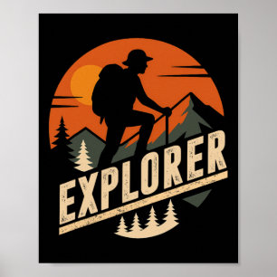 Explore More Trekking Mountains Camping Funny Expl Poster