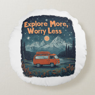 Explore More, Worry Less Round Cushion