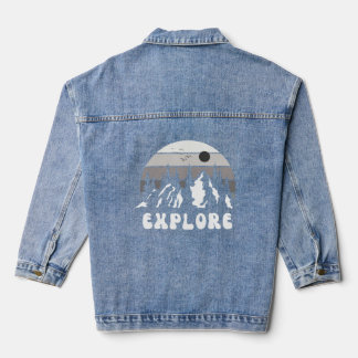 Explore Mountain Nature Hiking Camping Travel Road Denim Jacket