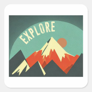 Explore Mountains Square Sticker