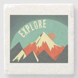 Explore Mountains Stone Coaster