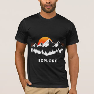 Explore Nature Mountain Sunset Minimalist Design T-Shirt