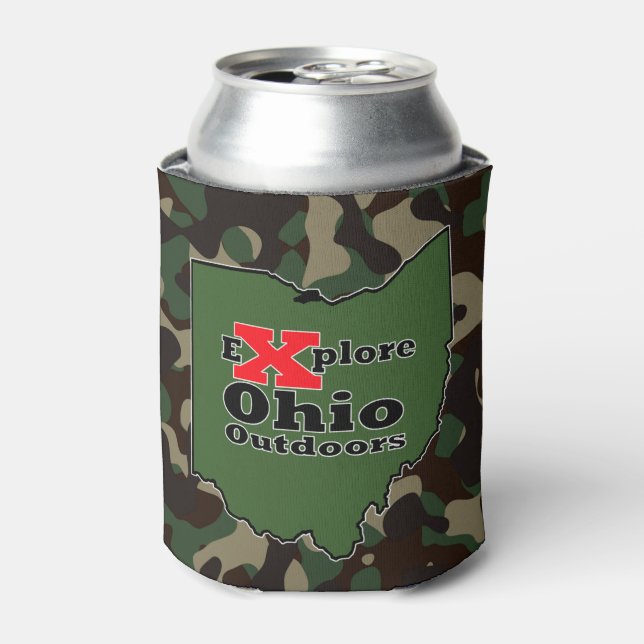 Explore Ohio Outdoors Camouflage Can Cooler (Can Front)