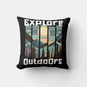 Explore Outdoors Landschafts Grafik Cushion
