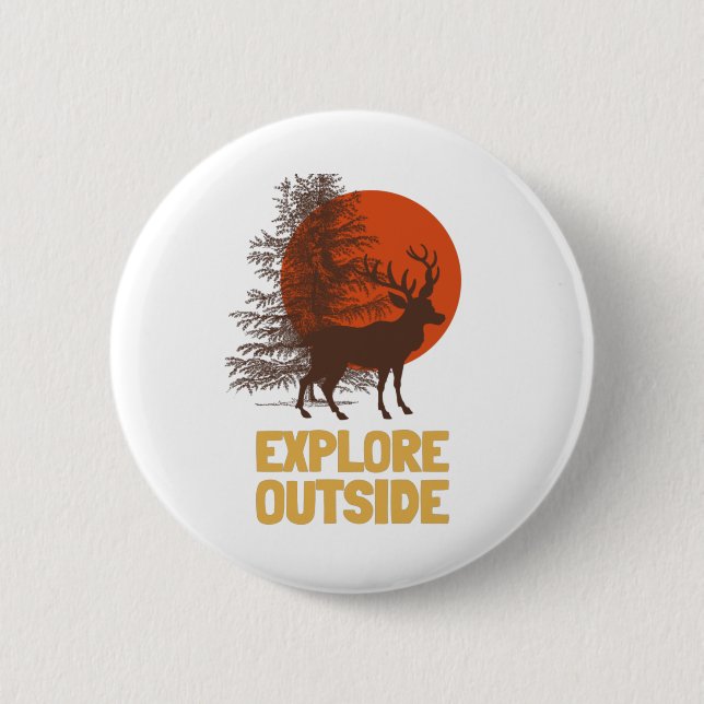 explore outside 6 cm round badge (Front)