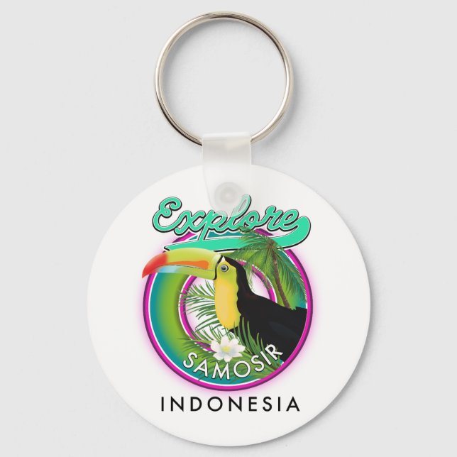 explore Samosir indonesia travel logo Key Ring (Front)