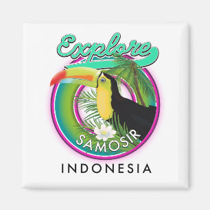 explore Samosir indonesia travel logo Magnet