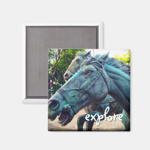 Explore Script Turquoise Horses Antique Statue Magnet
