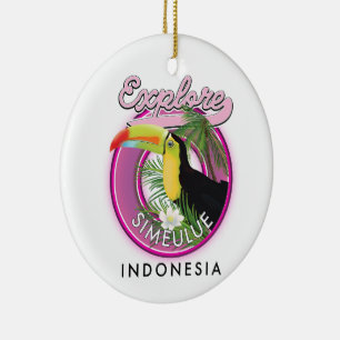 Explore Simeulue Indonesia logo. Ceramic Ornament