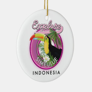 Explore Simeulue Indonesia logo. Ceramic Ornament