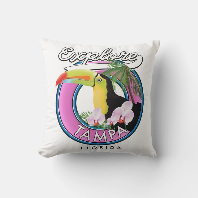 Explore Tampa Florida retro logo Cushion (Front)