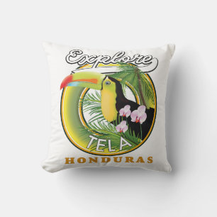Explore Tela Honduras travel logo Cushion