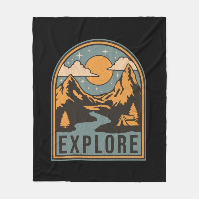 Explore text design fleece blanket (Front)