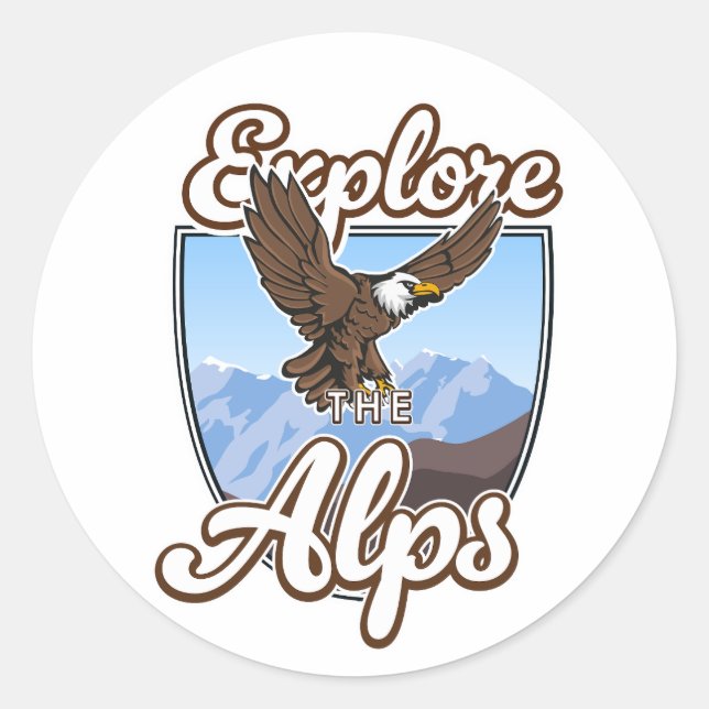 Explore the Alps  Classic Round Sticker (Front)