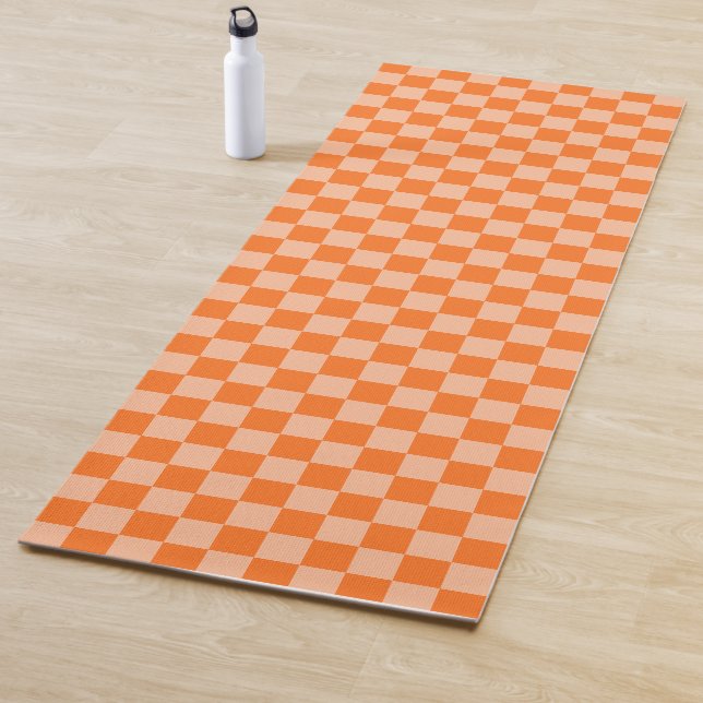 Explore the Beauty of Orange Checkerboard Yoga Mat (In Situ)