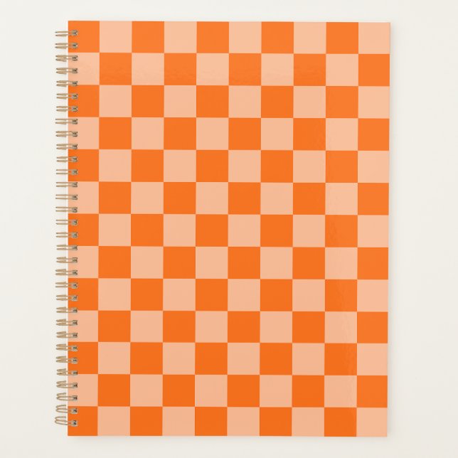 Explore the Beauty of Orange Chequerboard Planner (Front)
