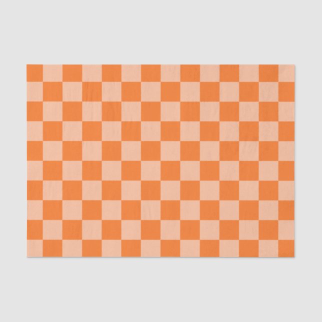 Explore the Beauty of Orange Chequerboard Tissue Paper (Front)
