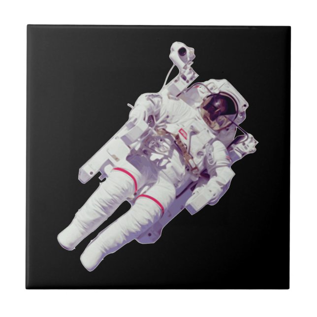 Explore the Cosmos: Retro Astronaut Ceramic Tile (Front)