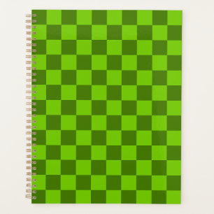 Explore the Elegance of Green Chequerboard Pattern Planner