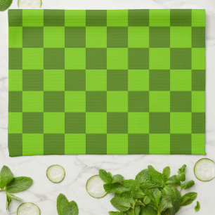 Explore the Elegance of Green Chequerboard Pattern Tea Towel