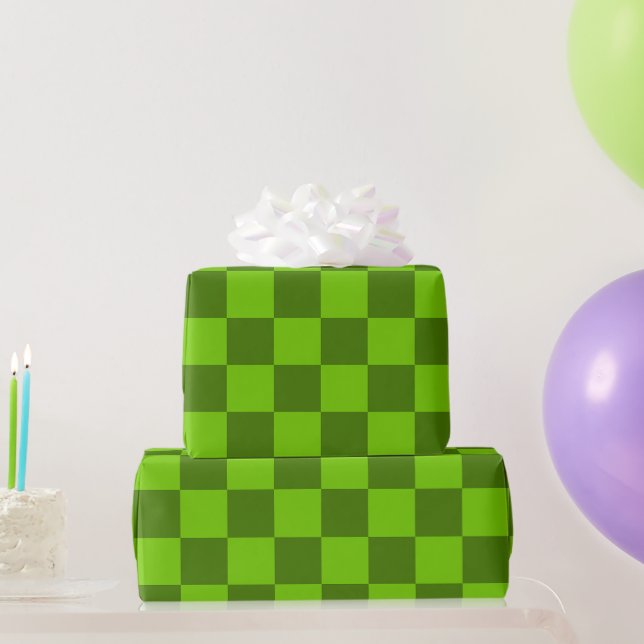 Explore the Elegance of Green Chequerboard Pattern Wrapping Paper (Party Gifts)