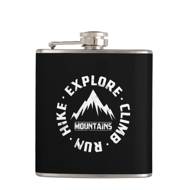Explore The Mountains Hip Flask (Front)