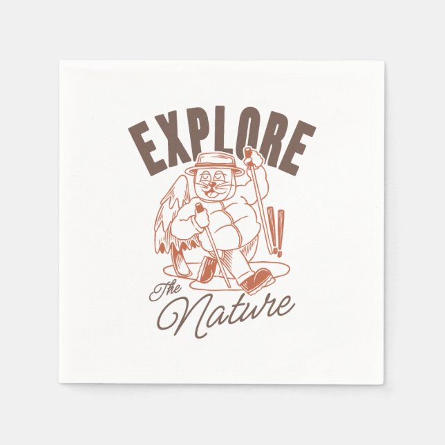 Explore The Nature – Vintage Cat Hiker Napkin (Front)