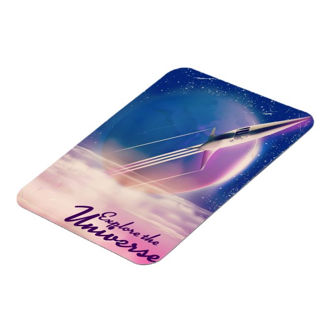 Explore the Universe Vintage space poster Magnet (Left Side)