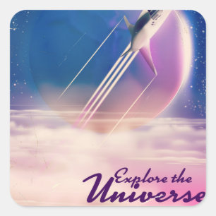 Explore the Universe Vintage space poster Square Sticker