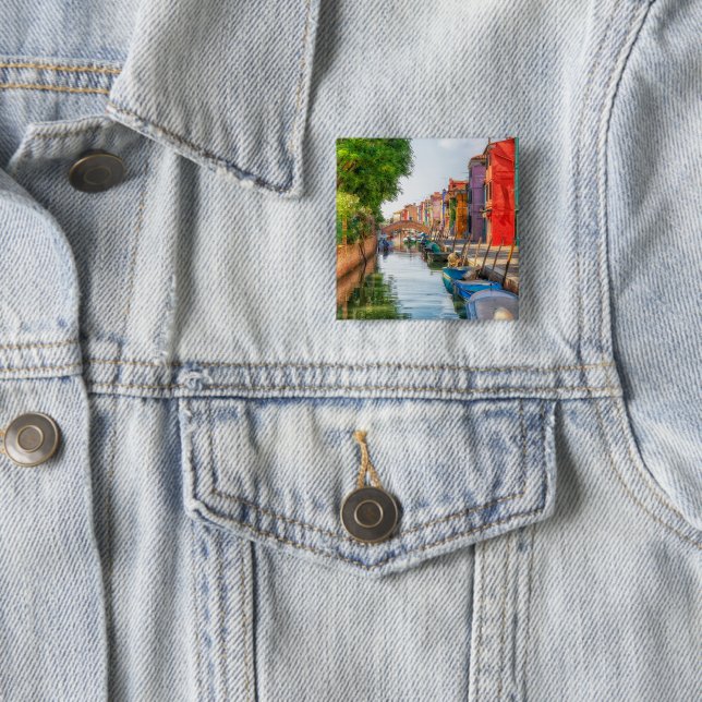 Explore the Vibrant Charm of Burano 15 Cm Square Badge (In Situ)
