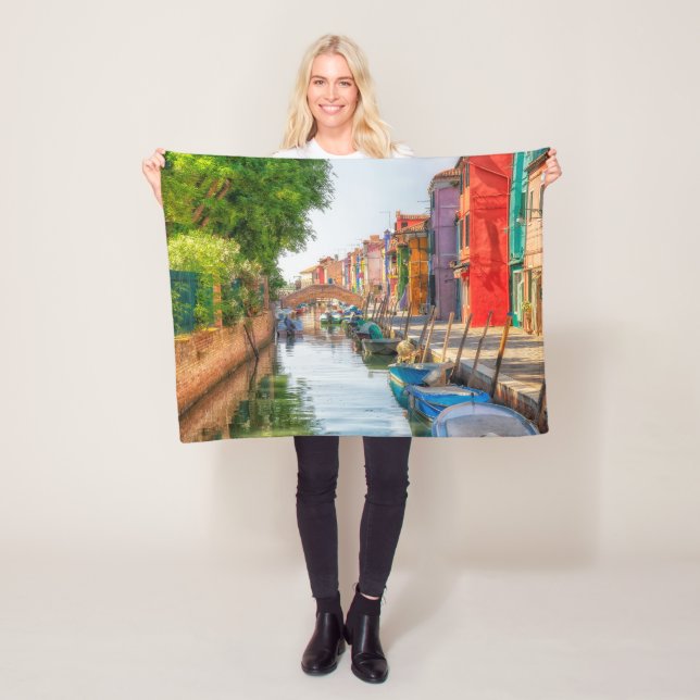 Explore the Vibrant Charm of Burano Fleece Blanket (In Situ)