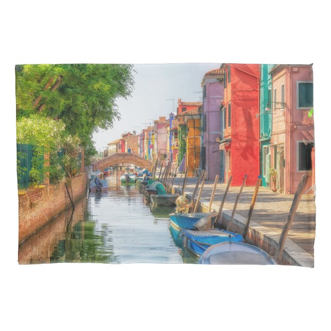 Explore the Vibrant Charm of Burano Pillowcase (Front)