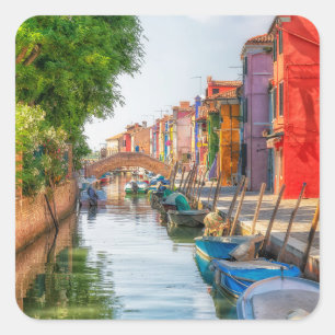 Explore the Vibrant Charm of Burano Square Sticker