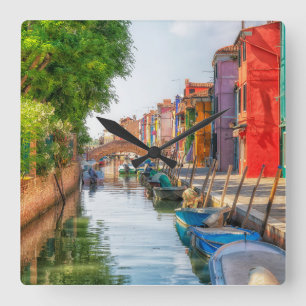 Explore the Vibrant Charm of Burano Square Wall Clock