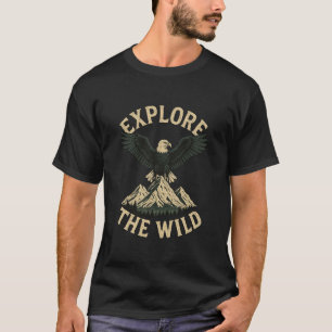 Explore the Wild – Bald Eagle & Mountain Adventure T-Shirt