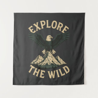 Explore the Wild – Bald Eagle & Mountain Adventure Tapestry