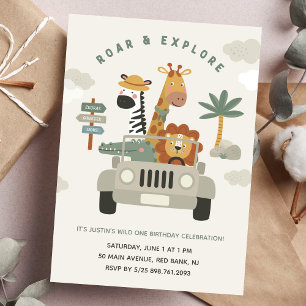 Explore The Wild l Animals Safari Birthday Invitation
