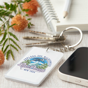 Explore the wilderness, lake placid key ring