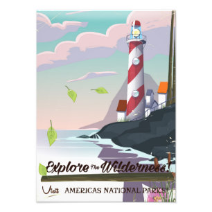 Explore the wilderness lightouse photo print