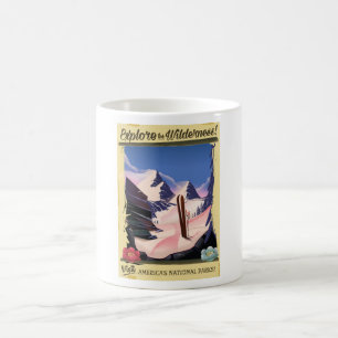 Explore the Wilderness! ski poster Coffee Mug
