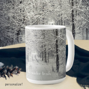 Explore the winter forest trails coffee mug