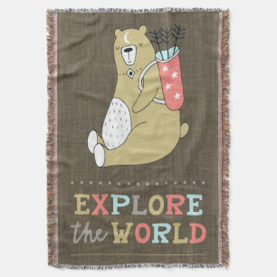 Explore the World Boho Bear Kids Throw Blanket
