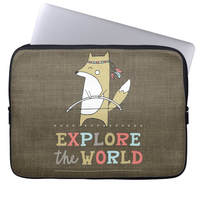 Explore the World Boho Fox Laptop Sleeve (Front)
