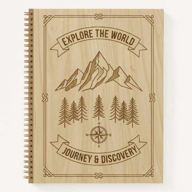 Explore the World Journey Discovery Wood Journal (Front)