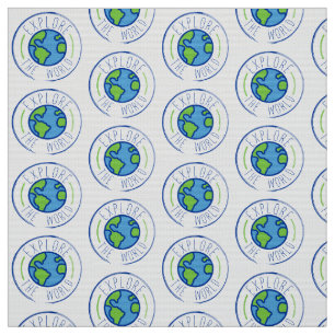 explore the world travel sticker fabric