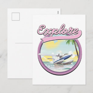 Explore travel logo holiday postcard