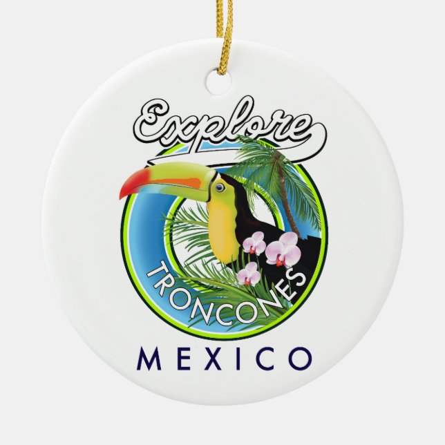 Explore Troncones Mexico retro logo Ceramic Ornament (Front)