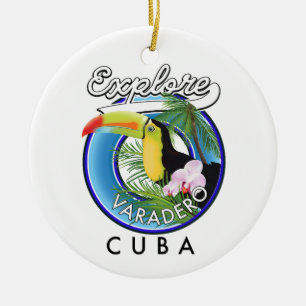 Explore Varadero Cuba travel logo Ceramic Ornament